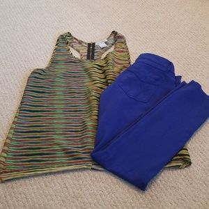 Out fit, tank, skinny jeans, bright colors